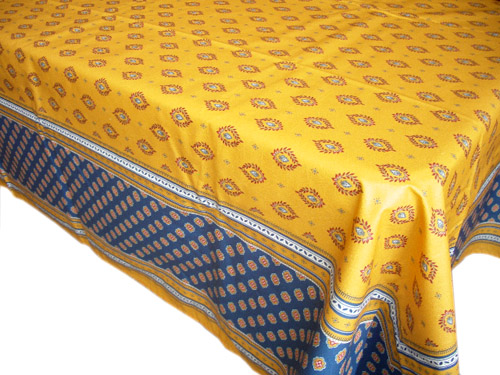 French coated tablecloth (Sormiou. yellow/blue)